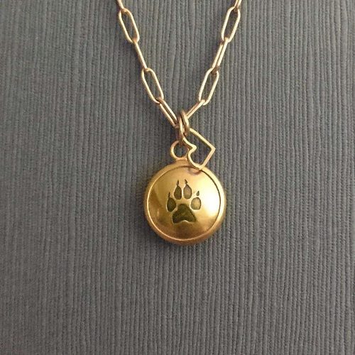 Small Gold Reliquary with Heart Charm Stamped Detail
