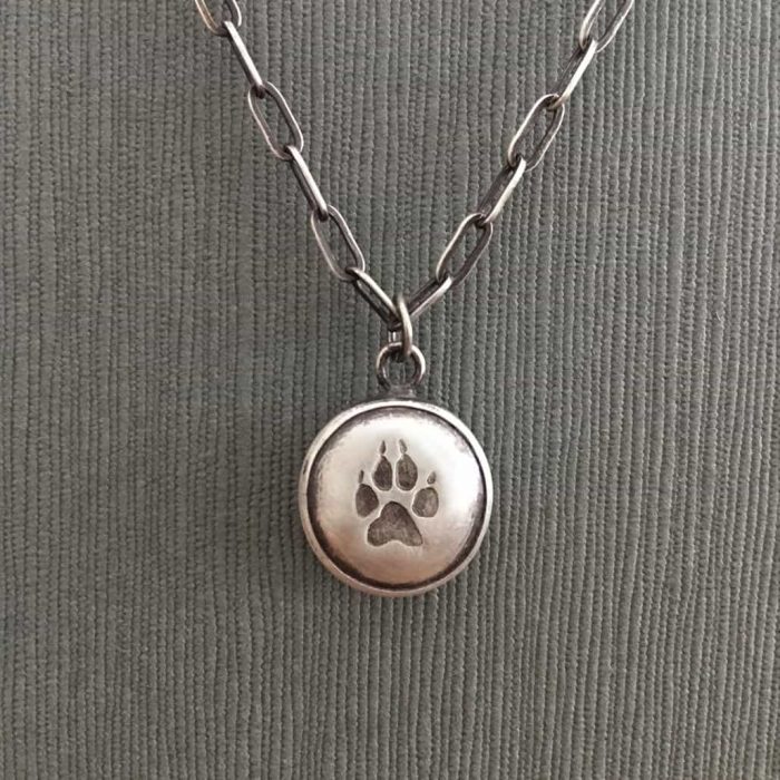Small Silver Reliquary Stamped Paw Oxidized