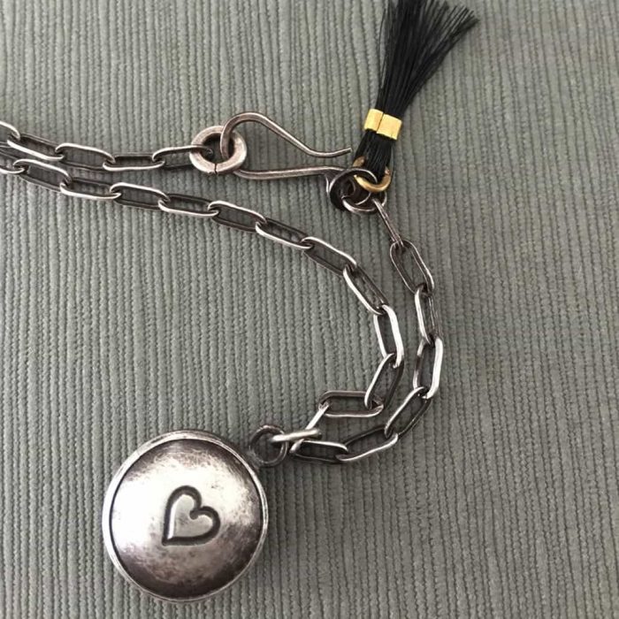 Small Reliquary Oxidized Pet Memorial Necklace with Tassel