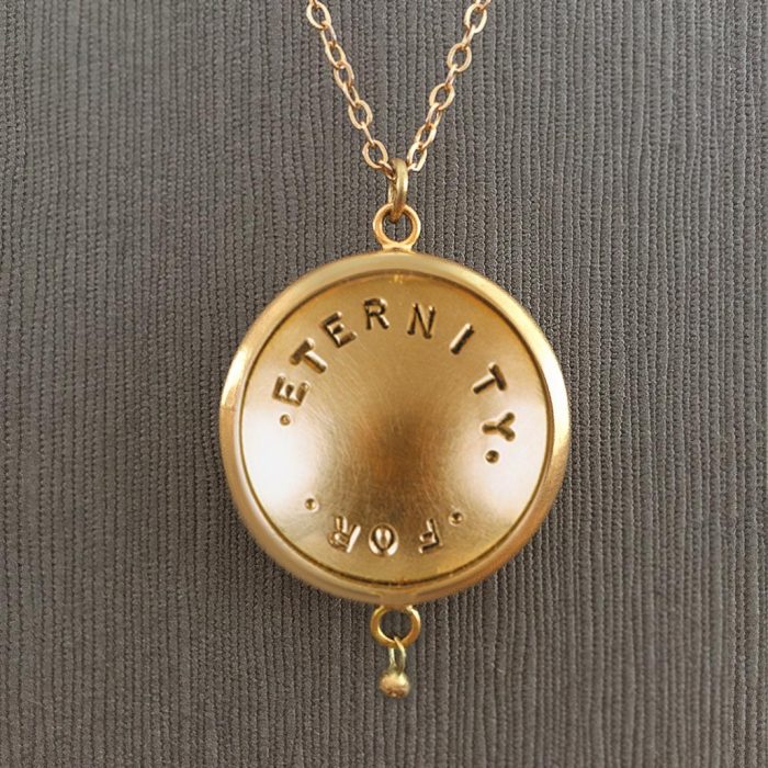 Solid Gold Pet Memorial Locket with Stamped Details